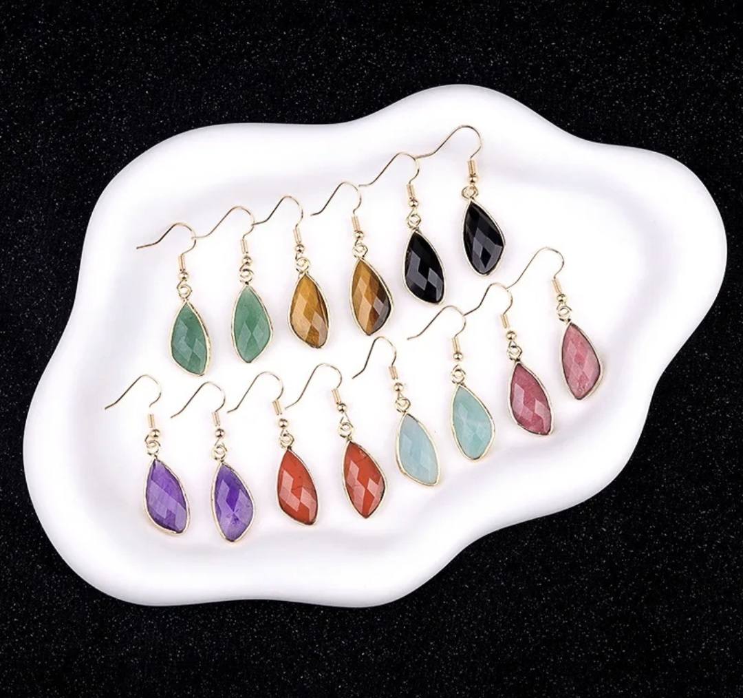 Nye MICCI DESIGN natural Grønn Aventurine Øredobber, 40mm Gold Electroplated