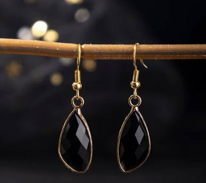 Nye MICCI DESIGN natural Sort Obsidian Øredobber, 40mm Gold Electroplated