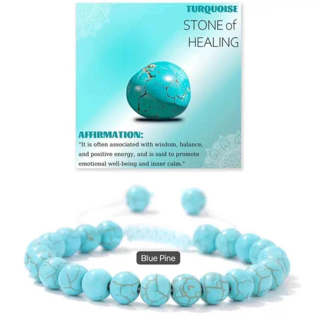 Nye Chambhala 2 rader 8mm Turkis stone armbånd, justerbare