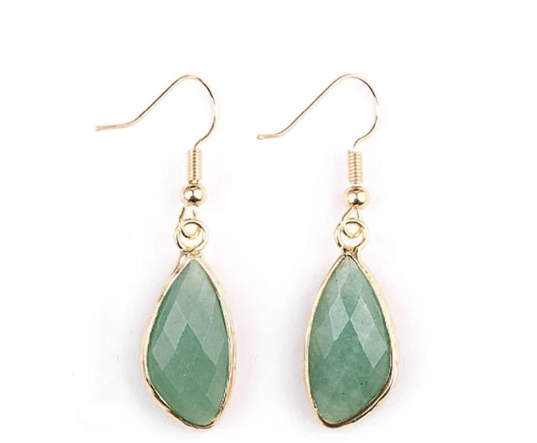 Nye MICCI DESIGN natural Grønn Aventurine Øredobber, 40mm Gold Electroplated