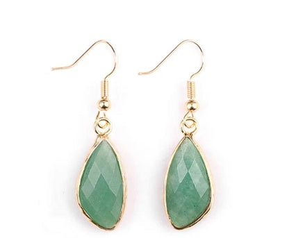 Nye MICCI DESIGN natural Grønn Aventurine Øredobber, 40mm Gold Electroplated
