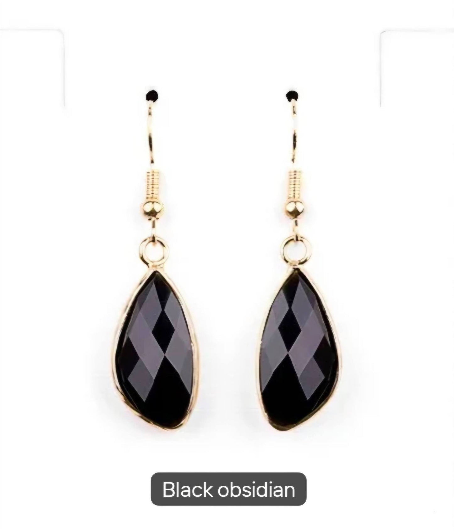 Nye MICCI DESIGN natural Sort Obsidian Øredobber, 40mm Gold Electroplated