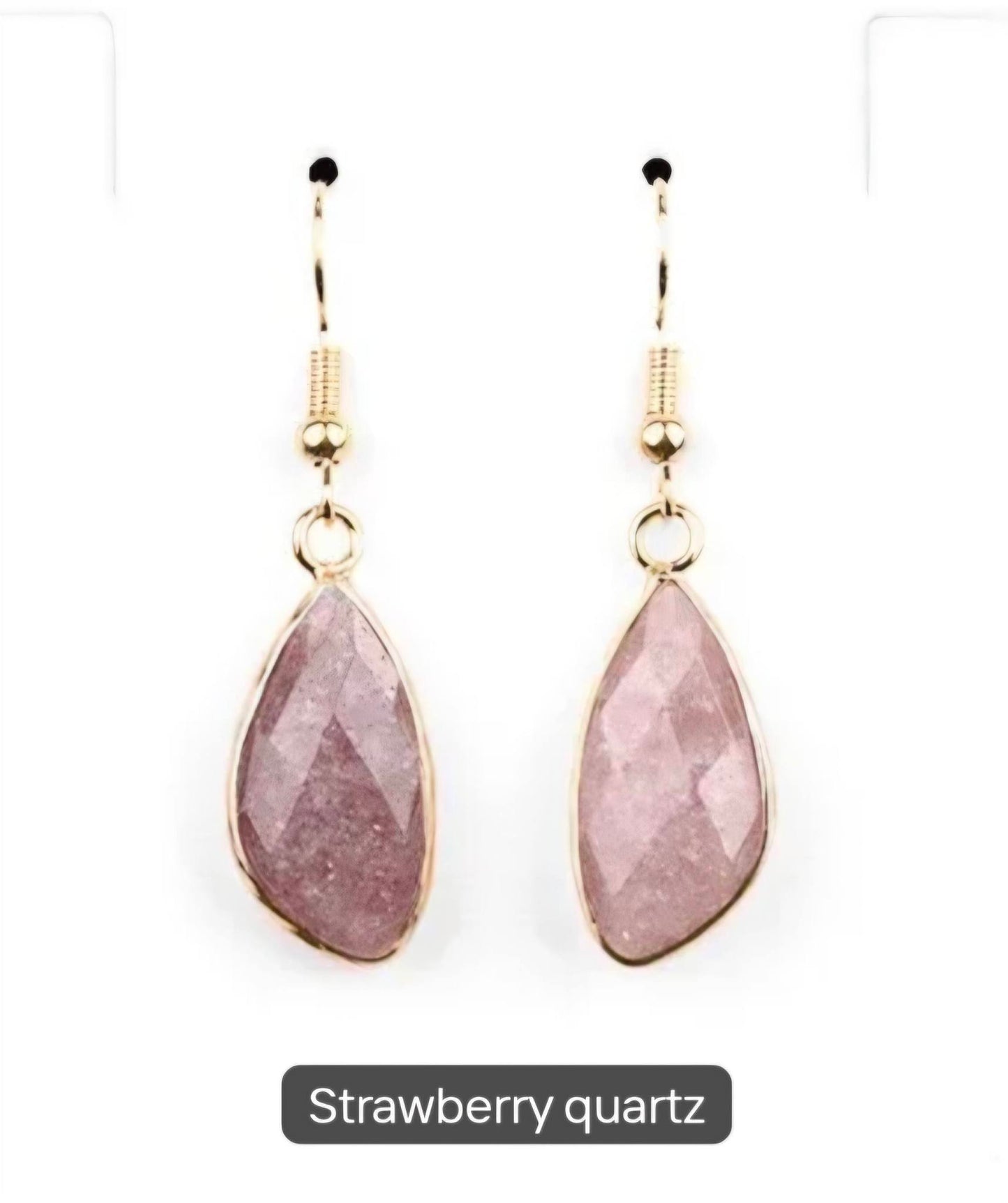 Nye MICCI DESIGN natural Red Strawberry Quartz Øredobber, 40mm Gold Electroplated