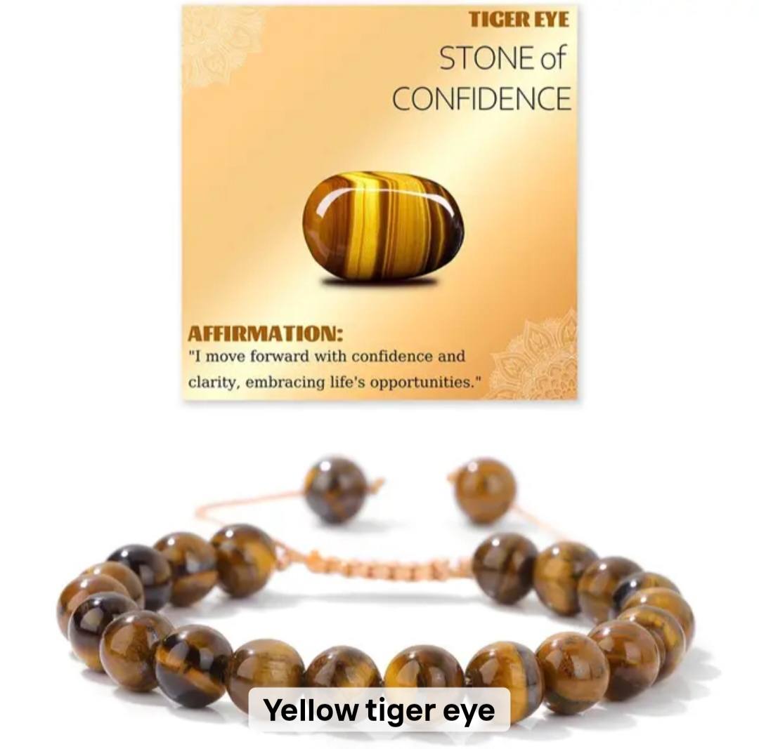 Nye Chambhala 2 rader 8mm Gyllen Tigerøye armbånd, justerbare