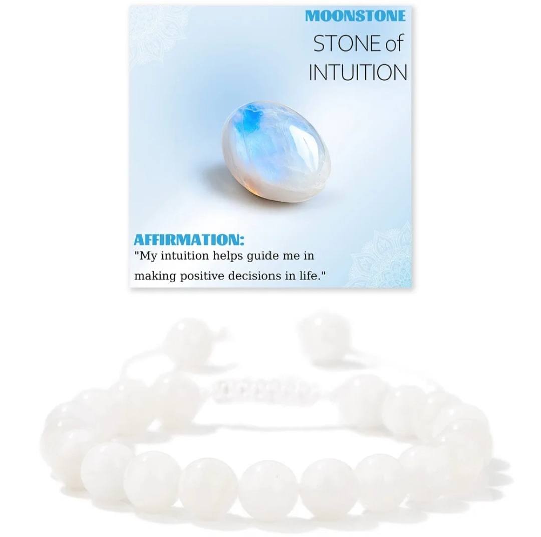 Nye Chambhala 2 rader 8mm MOONSTONE armbånd, justerbare