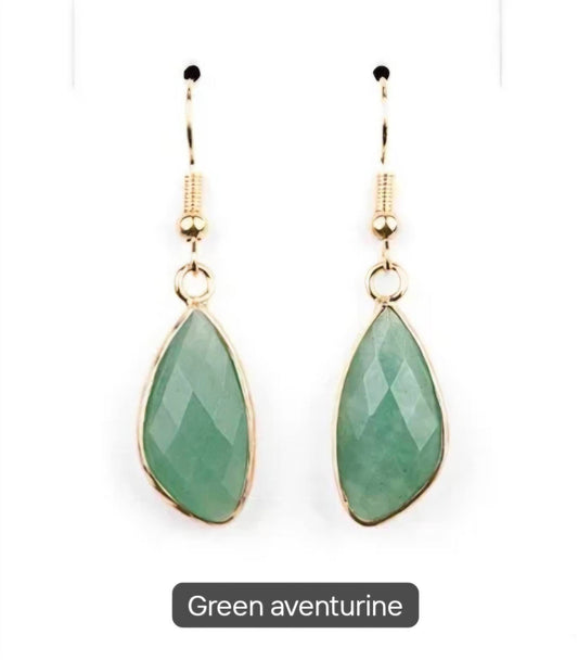 Nye MICCI DESIGN natural Grønn Aventurine Øredobber, 40mm Gold Electroplated