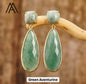 Nye MICCI DESIGN natural Green Aventurine Øredobber, 50x17mm Gold Electroplated