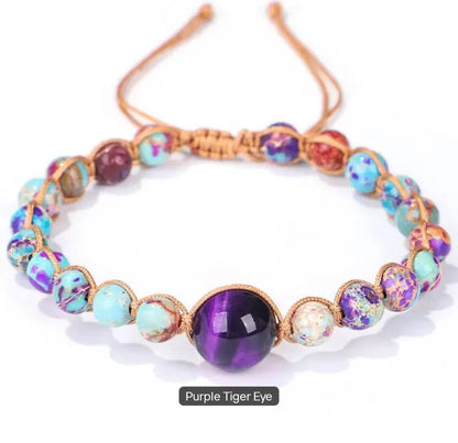 BOHEMIAN Chambhala Armbånd Design, Justerbare, Purple Tiger Eye & Jasper Stone