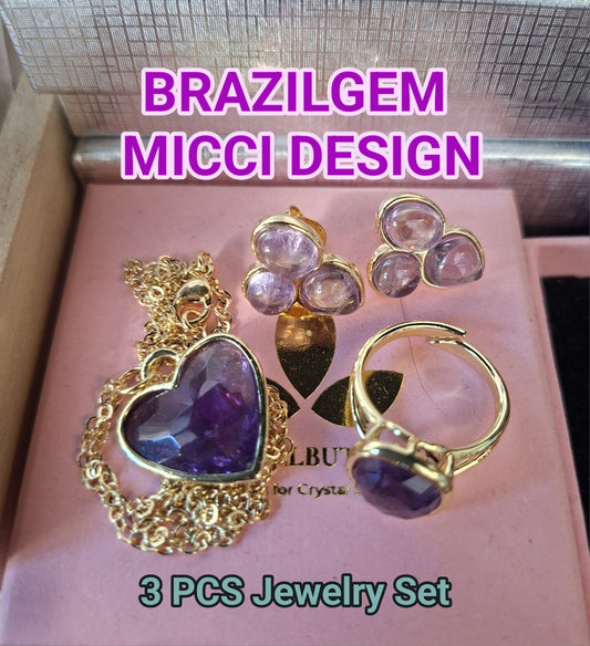 PÅSKEKUPP / DAGENS UTVALGTE AMETYST SMYKKESETT ( Kjede, Ring, Øredobber )