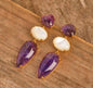 Nye MICCI DESIGN natural Long Drop Ametyst Øredobber, 45x13mm 24KGold Electroplated