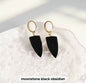 Nye MICCI DESIGN natural Moonstone + Black Obsidian Øredobber, 32x10mm 24k Gold Electroplated
