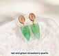Nye MICCI DESIGN natural Red + Green Strawberry Quartz Øredobber, 32x10mm 24k Gold Electroplated