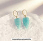 Nye MICCI DESIGN natural Amazonite + Moonstone Øredobber, 32x10mm Gold Electroplated