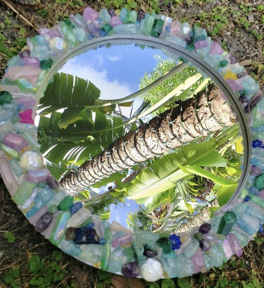 Exclusive handmade Colorful BoHo Home Decor Quartz Mirror - Decorplate, 30cm