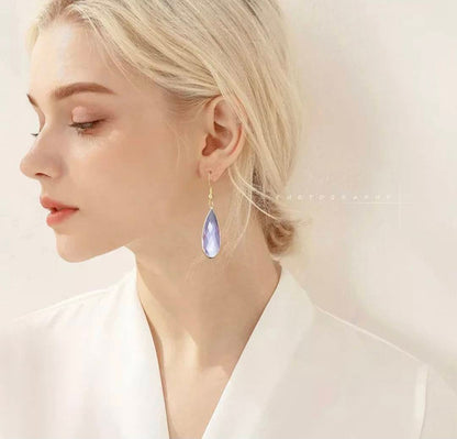 Nye MICCI DESIGN natural AMETYST Øredobber, 55mm Gold Electroplated