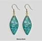 Nye MICCI BOHEMIAN "ROMA" DESIGN natural stone Øredobber, 30x20mm 24KGold Electroplated