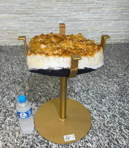 KAMPANJE / HIGH QUALITY BRAZILIAN CITRINE ( Heated ) CLUSTER GEODE COFFEE / SIDE TABLE w/Golden Frame, 13.7KG - 33x31cm,Høyde 45cm