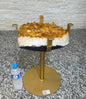 KAMPANJE / HIGH QUALITY BRAZILIAN CITRINE ( Heated ) CLUSTER GEODE COFFEE / SIDE TABLE w/Golden Frame, 13.7KG - 33x31cm,Høyde 45cm