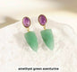 Nye MICCI DESIGN natural Drop Green Aventurine Øredobber, 32x10mm 24KGold Electroplated