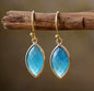 Nye MICCI Classic DESIGN natural Drop Blue Quartz Øredobber, 30mm 24KGold Electroplate