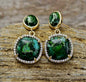 Nye MICCI Classic DESIGN Green JASPER Øredobber, 30x20mm 24KGold Electroplated