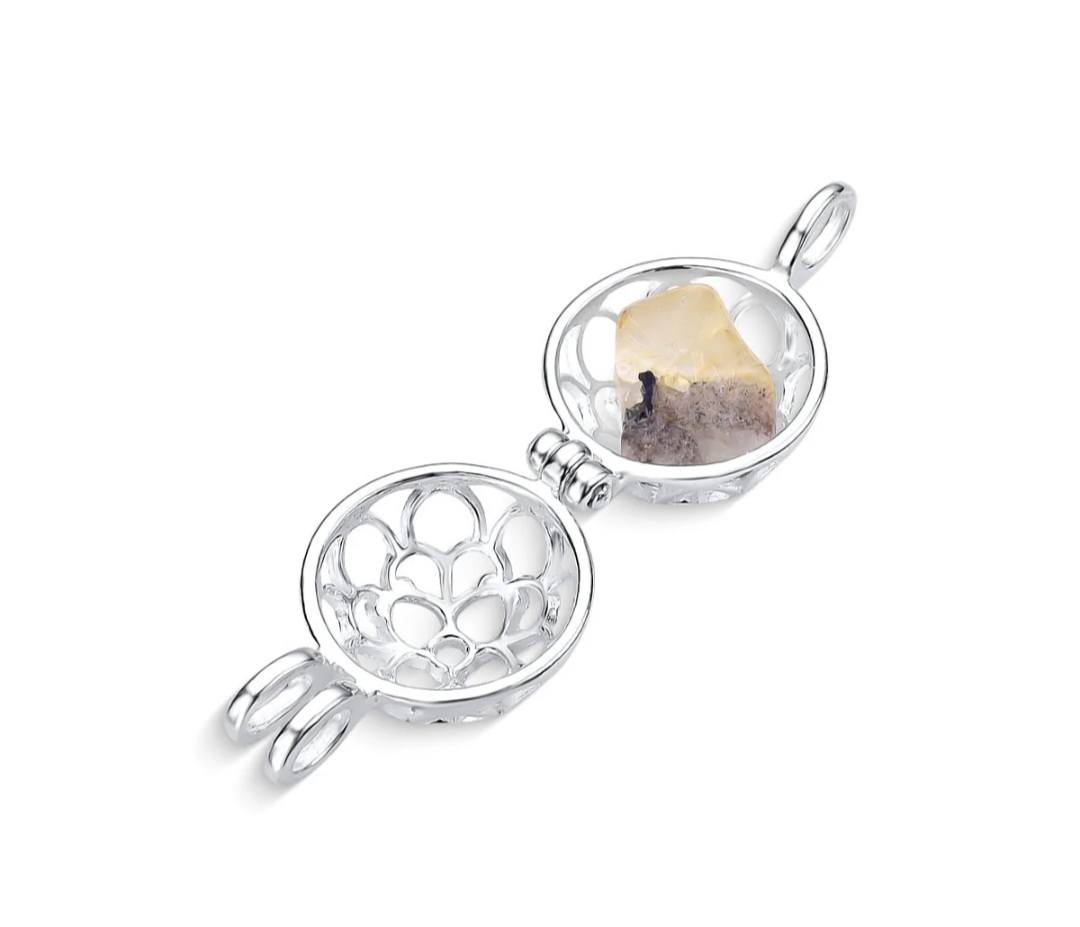 New BrazilGem 925s Sterling Silver Necklace w/ "Tree of Life" Case and 7 natural stones