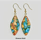 Nye MICCI BOHEMIAN "GREECE" DESIGN natural stone Øredobber, 30x20mm 24KGold Electroplated