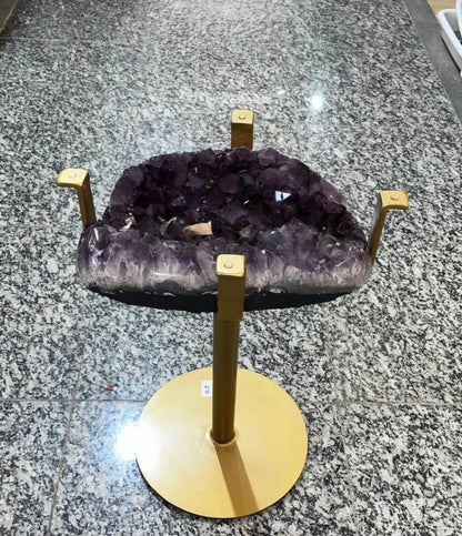 KAMPANJE / Extra Plus Brazilian Amethyst Geode SOFA Table Metal Frame Table w/Druzy big Cluster, ca. 37kg m/ramme - 56x44cm Stone, Høyde 45cm