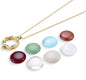 Locket w/ 7 Interchangeable Gemstones 18K Gold Plated Necklace, Faith, Hope, Luck, Love, Energy, Peace , Health