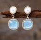 Nye MICCI Classic DESIGN natural Drop Aquamarine Øredobber, 30x20mm 24KGold Electroplated