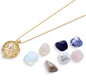 New BrazilGem 18K Goldplated Necklace w/ "Tree of Life" Case and 7 natural stones