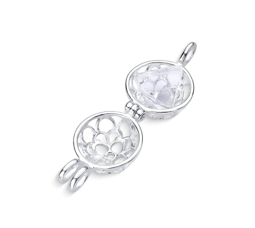 New BrazilGem 925s Sterling Silver Necklace w/ "Tree of Life" Case and 7 natural stones