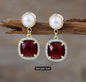 Nye MICCI Classic DESIGN natural Drop Red JADE Øredobber, 30x20mm 24KGold Electroplated