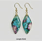 Nye MICCI BOHEMIAN "JUNGLE" DESIGN natural stone Øredobber, 30x20mm 24KGold Electroplated