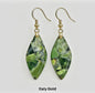 Nye MICCI BOHEMIAN "ITALY" DESIGN natural stone Øredobber, 30x20mm 24KGold Electroplated
