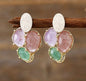 Nye MICCI Classic DESIGN natural Tree stone Colored QUARTZ Øredobber, 30x20mm 24KGold Electroplate
