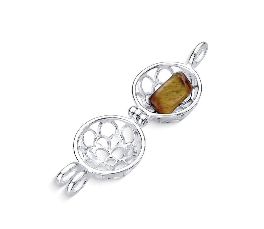 New BrazilGem 925s Sterling Silver Necklace w/ "Tree of Life" Case and 7 natural stones