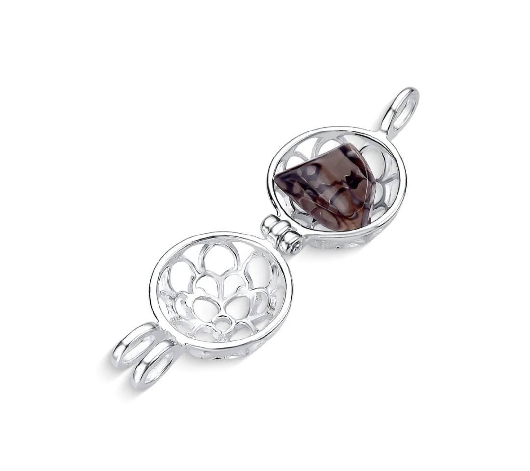 New BrazilGem 925s Sterling Silver Necklace w/ "Tree of Life" Case and 7 natural stones