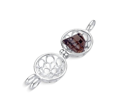 New BrazilGem 925s Sterling Silver Necklace w/ "Tree of Life" Case and 7 natural stones
