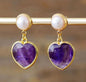 Nye MICCI CLASSIC DESIGN natural Drop Ametyst, Perle Øredobber, 30x20mm 24KGold Electroplated