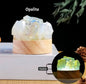 Nye, Led Crystal Nattlamper... Opalite Raw Cluster Quartz, 7x7cm