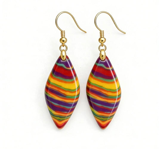 Nye MICCI BOHEMIAN "EGYPT" DESIGN natural stone Øredobber, 30x20mm 24KGold Electroplated