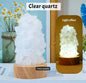 10cm håndlaget Green Fluorite Råstens Led lampe på trebase m/usb ledning