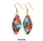 Nye MICCI BOHEMIAN "THAI" DESIGN natural stone Øredobber, 30x20mm 24KGold Electroplated