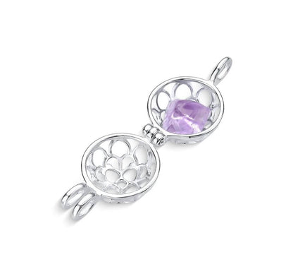 New BrazilGem 925s Sterling Silver Necklace w/ "Tree of Life" Case and 7 natural stones