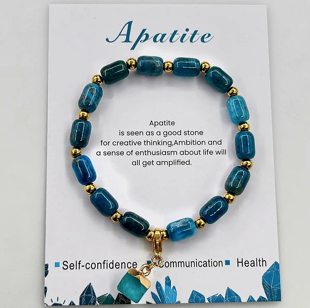 Enkle, fleksible Design Armbånd med naturstener og charms, Apatite