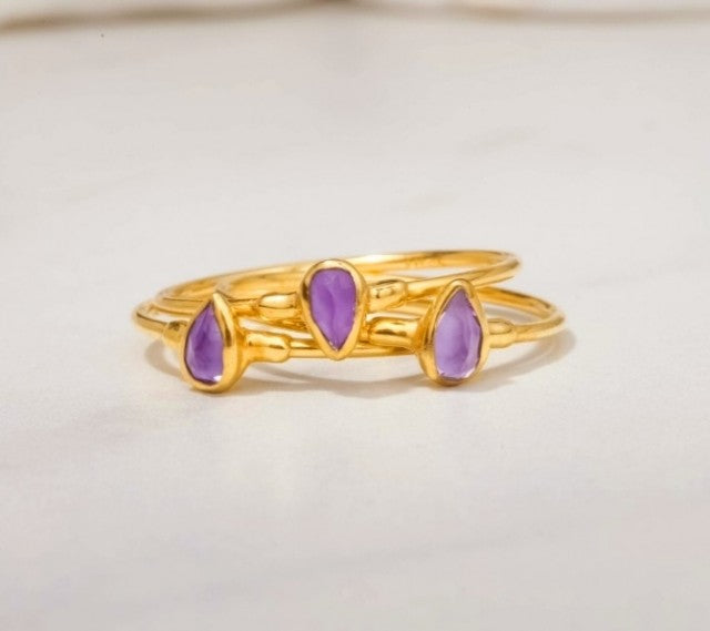 Ny, hÅndlaget rustik Art Deco 5 - 3mm Brazilian Ametyst 24k Gold plated