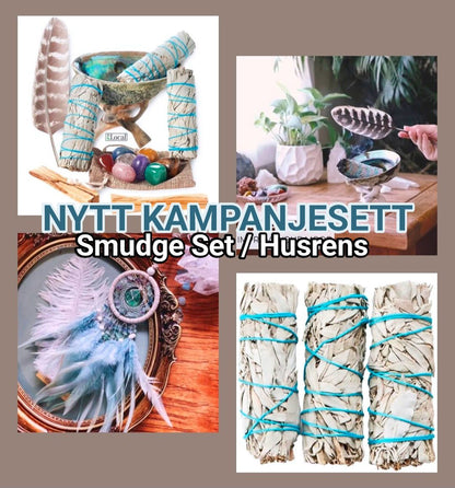 2026 Kampanje Nyhet ! / Premium Smudge Gavesett for Husrens & Meditasjon inkl. Indian Mini Crystal Drømmefanger