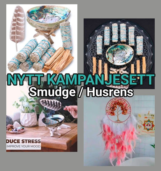 2026 Kampanje Nyhet ! / Extra Premium Smudgesett for Husrens & Meditasjon inkl. Indian XL Crystal Drømmefanger