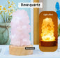10cm håndlaget Rose Quartz Råstens Led lampe på trebase m/usb ledning